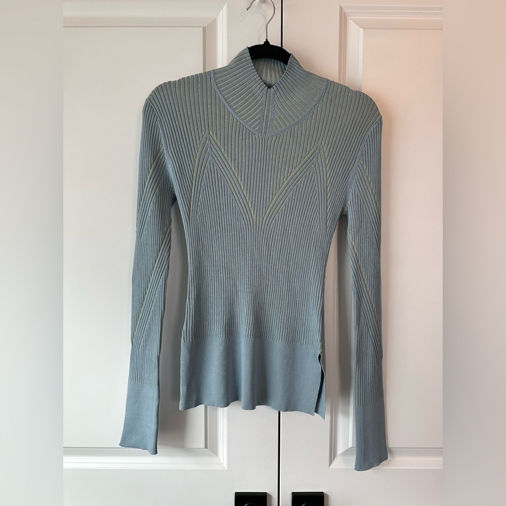 AKNVAS Women’s Lennox Mock Neck Sweater Two Tone Pool/Mint (Size S)